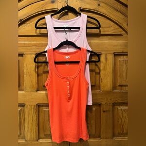 SO Women's Pink and Orange Tank Tops